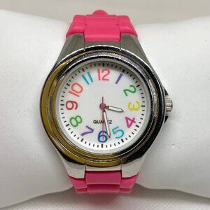 Geneva Women’s watch 40mm quartz colorful indices silver tone silicone running
